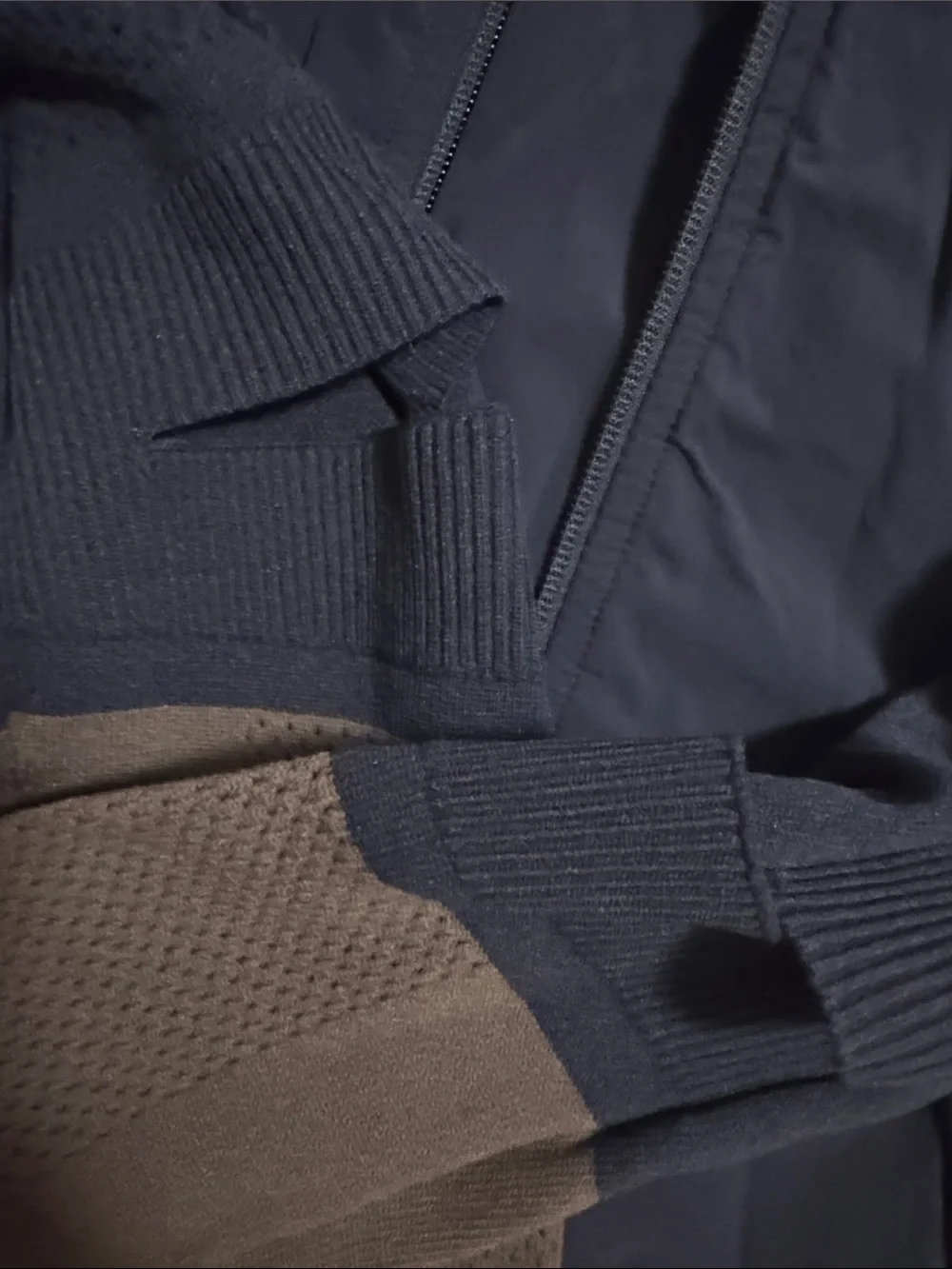 Adidas by Stella McCartney Navy Blue Bomber Jacket with Gray Cuffs